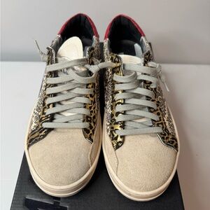 Women's P448 Beige and Leopard Print Sneakers - Size: 37